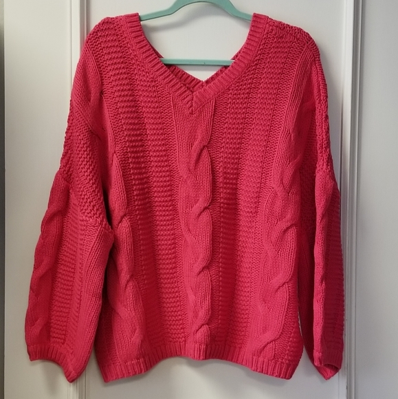 🧁 Berry Double V-neck Chunky Sweater - Picture 6 of 7